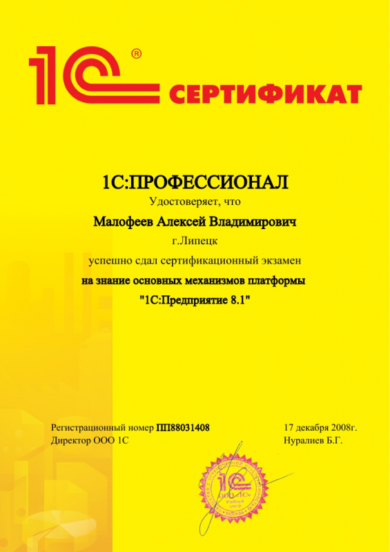 1СПрофессионал Платформа 1СПредприятие 8_1